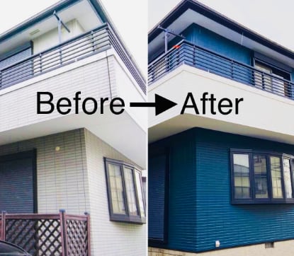 足場仮設工事中の写真